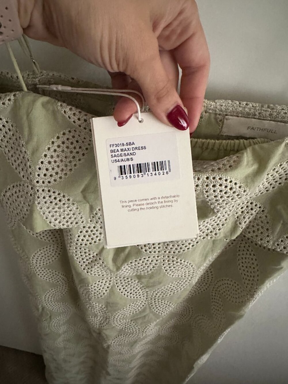 FAITHFULL Bea Broderie Anglaise Cotton Voile Maxi Dress – US 4 / S – NWT - Picture 3 of 7